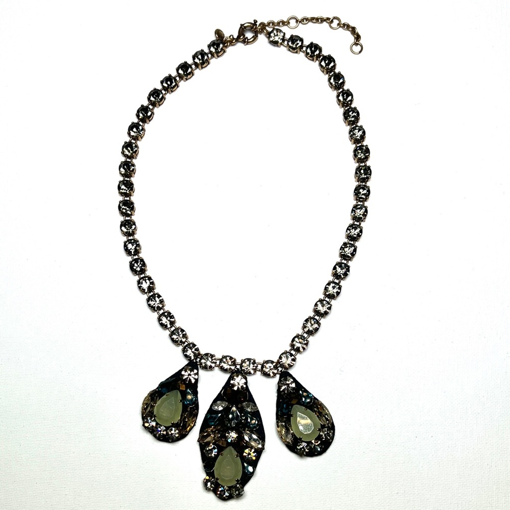 J Crew crystal & silk teardrop necklace